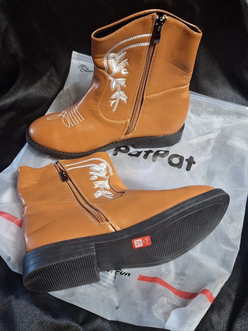 New PatPat Cowboy Boots~Mid-Calf~Brown~Western~Girls~Size 3.5